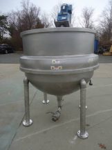 350 GALLON PARDO 316 STAINLESS HEMISPHERICAL INCLINED AGITATED KETTLE, 100 PSI JACKET
